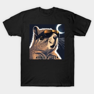 2024 Total Solar Eclipse Watching Squirrel April 8 T-Shirt